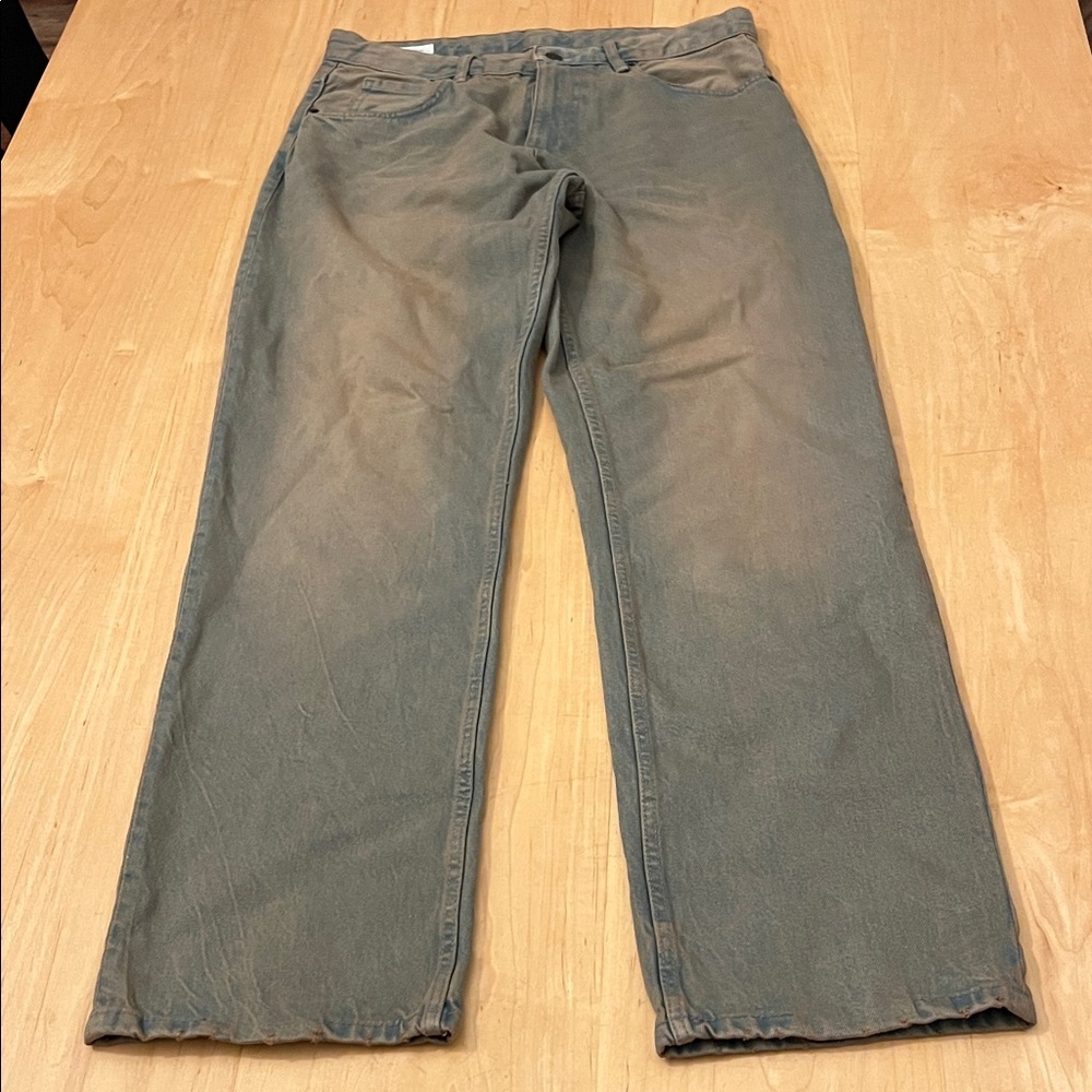 Zara Relaxed Fit Jeans in Faded Olive Green